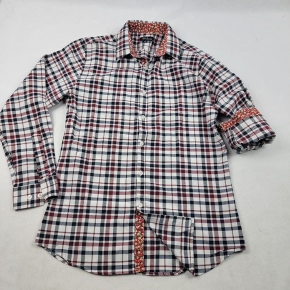Galaxy By Harvic Other - Galaxy By Harvic plaid pop of floral button-down shirt